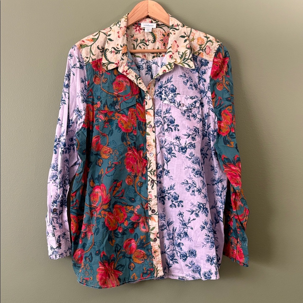 Sundance Floral Patchwork Button Front Long Sleev… - image 2